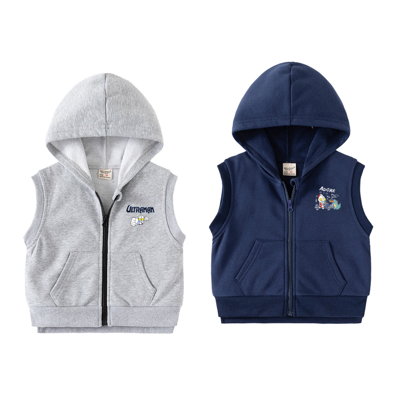 Boys' Ultraman Vest Children's Clothing Sleeveless Hoodie Spring and Summer Pure Cotton Top Kids Zipper Jacket Boys' Ultraman Vest Children's Clothing Sleeveless Hoodie Spring and Summer Pure Cotton Top Kids Zipper Jacket