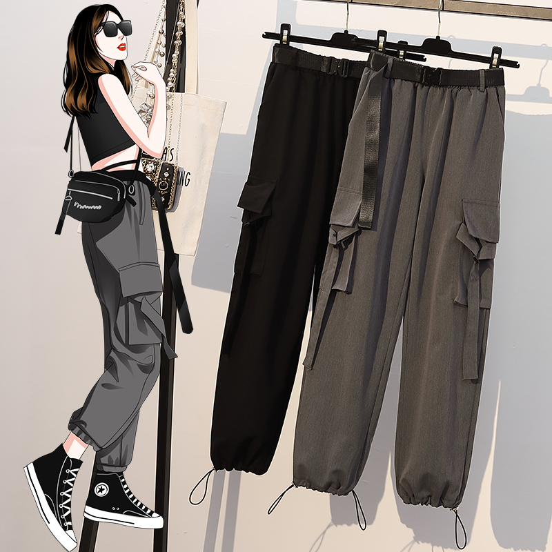 Large size workwear summer casual pants cropped trousers
