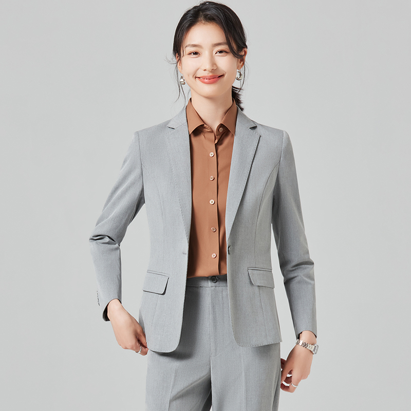 Gray Blazer for Women, Autumn, College Student Suit, Commuting Professional Suit, Elegant Slim Fit Formal Wear, Women's Workwear