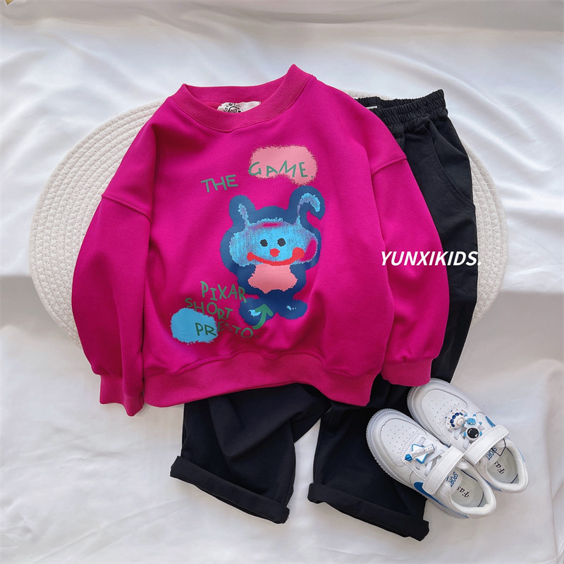 Girl Cartoon Pants Thick Cotton T2022 Spring New Big Girl Han Edition Cute Long Sleeve T-shirt Mother Daughter Dress