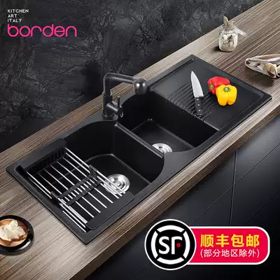 Italian kitchen wash basin quartz stone sink double sink household sink multifunctional sink sink sink