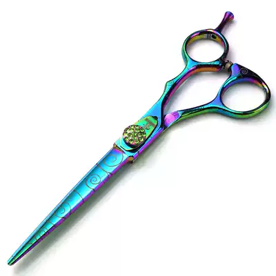 New Devil fruit striped hairdressing scissors 6 inch 440C scissors Damascus hair cutting scissors flat scissors