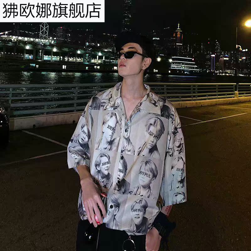Mùa xuân và mùa hè nam tay áo Hàn Quốc phiên bản của chiếc áo sơ mi xu hướng lỏng lẻo nam Harajuku Hồng Kông gió nửa tay áo quần áo.