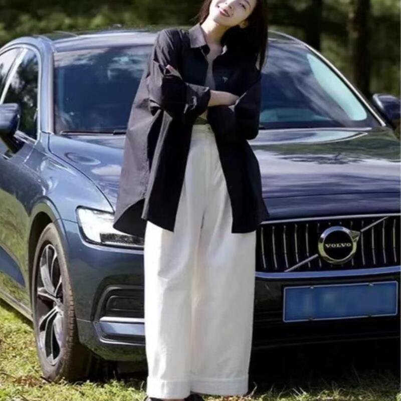 Casual Bf Style Fashionable New Slimming Black Shirt Jacket for Women, Autumn High-End Stylish Korean Version Loose Shirt