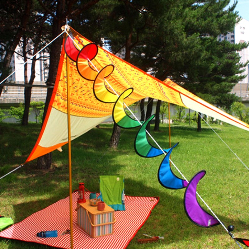 Colorful windmill rainbow windmill outdoor camping wind strip tent decorated with a Christmas Day atmosphere dynamic rotating bunting flag