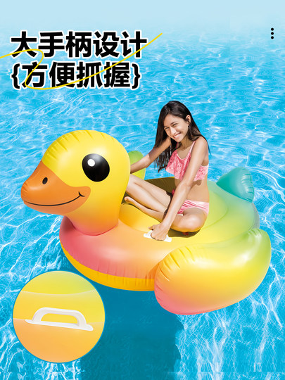 INTEX成人水上坐骑火烈鸟游泳圈玩具儿童独角兽浮排泳池充气浮床
