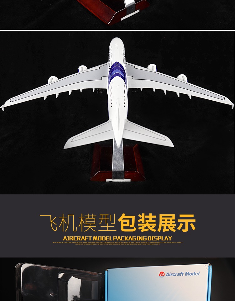 Mẫu máy bay hợp kim Nguyên mẫu Airbus A380 với bánh xe mô phỏng tĩnh Hãng hàng không phía Nam UAE máy bay mô hình