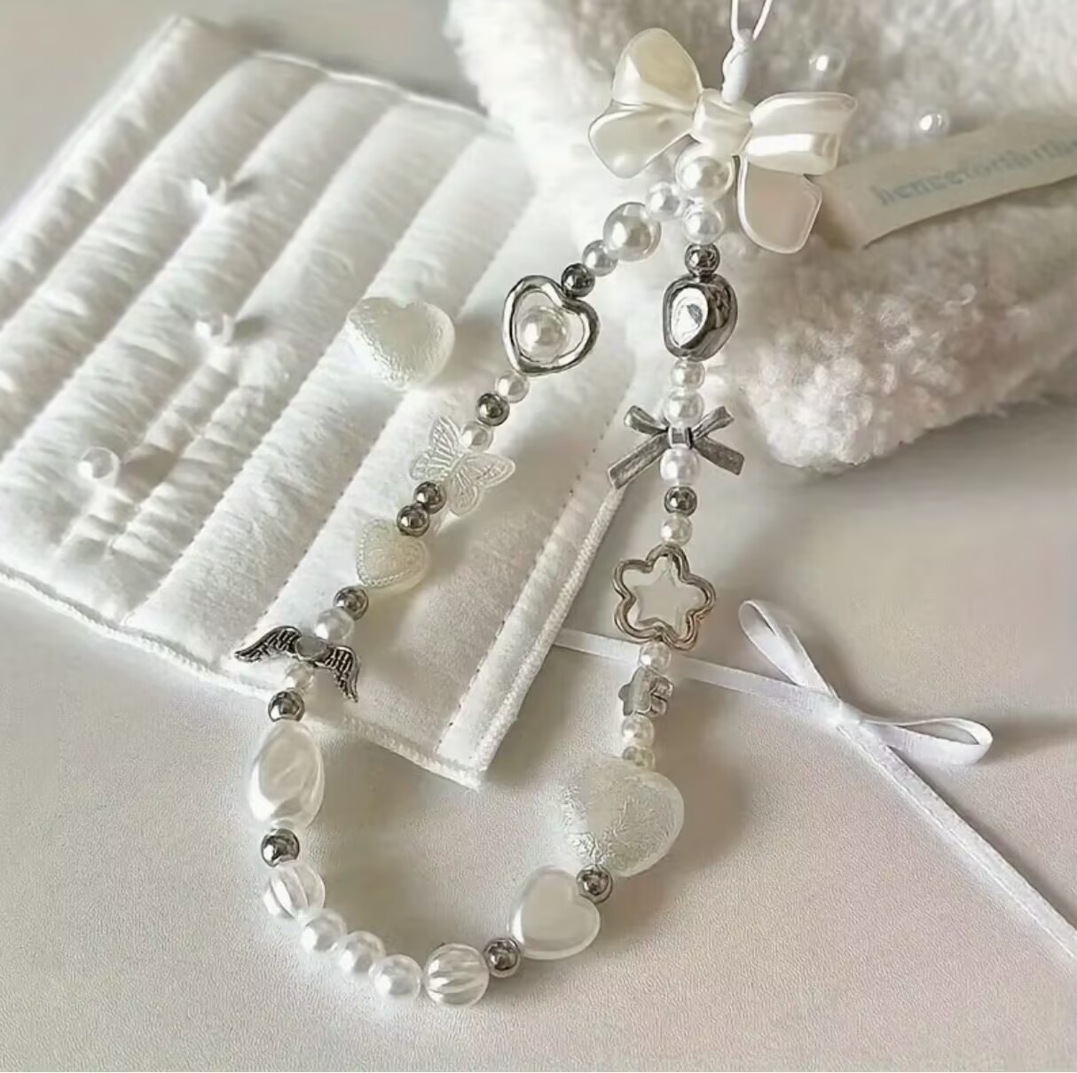 Original Instagram-worthy Baroque faux pearl chain, sweet and charming phone lanyard, CCD camera charm, wristband.