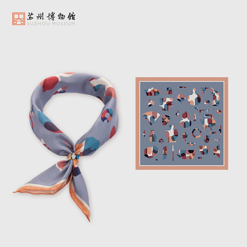 Suzhou Museum Su Bo Painted Shadow Silk Series Square Scarf Set Silk Small Square Scarf Female Sending Girlfriend Creativity