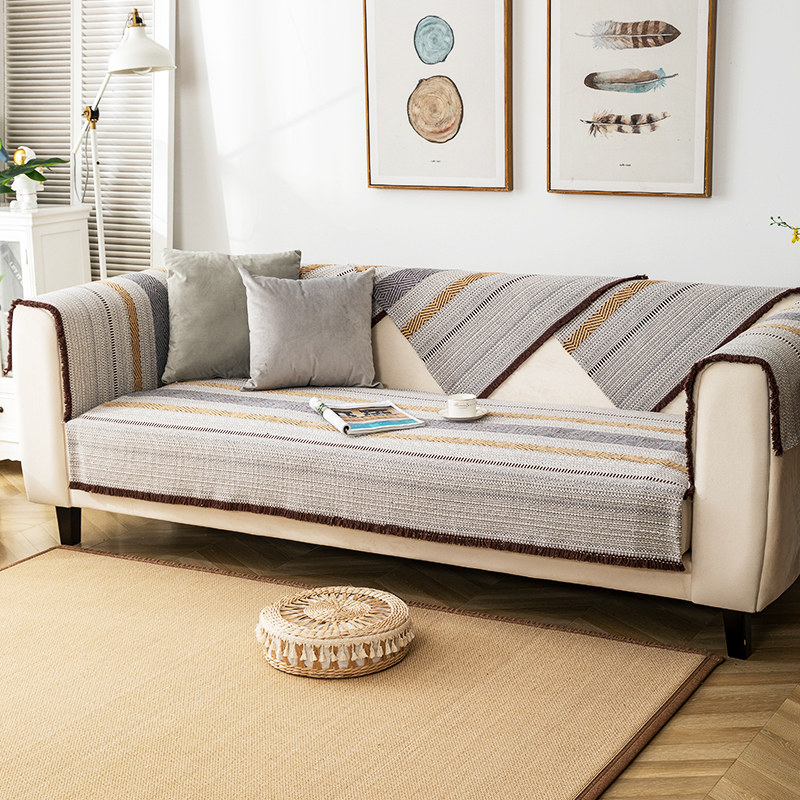 Cotton sofa pad General Four Seasons Linen Rough Non-slippery Guardian Japanese Sofa Cover Cover