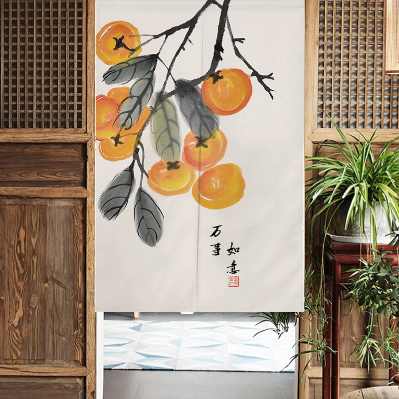 Kitchen Door Curtain Partition Window Free of perforated cloth Curtain Chinese Toilet Shelter Cloth Curtain Wardrobe Bookshelf Dust self-adhesive Summer