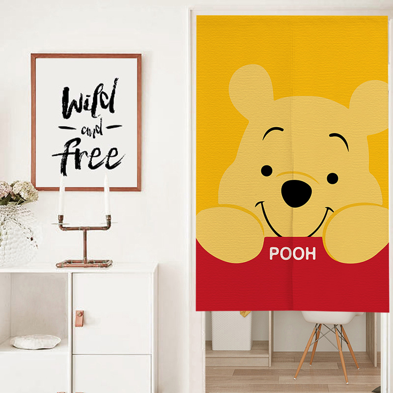 Winnie the Pooh children's room curtain partition bedroom home summer Velcro self-adhesive dressing room cabinet cover cloth