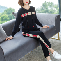 Fashion Casual Sports Suit Women Fall New Eurogoods Loose Ice Silk Cardiovert Hood and Two Sets Tide