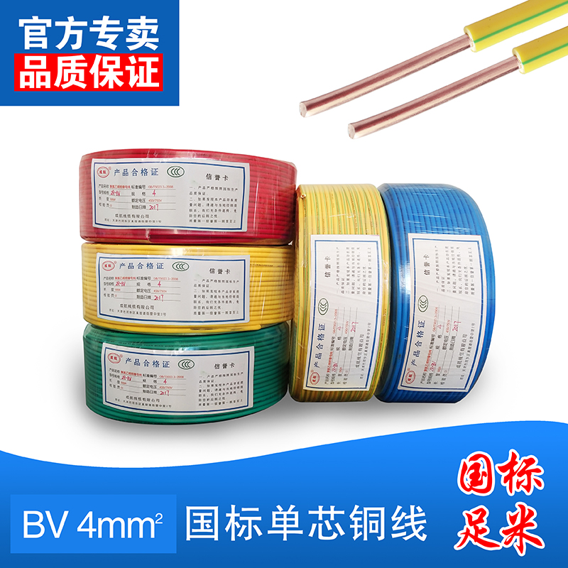 Wire 2 5 national standard 4 square copper wire housewire household 1 5 6 10 pure copper flame retardant BV wire single core cable