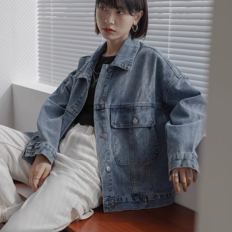 做旧港风时尚牛仔夹克