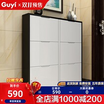 Black ultra-thin shoe cabinet dustproof paint flip bucket shoe cabinet simple modern paint shoe cabinet large capacity upgrade model