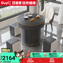 Mobile tea table multifunction light lavish fire burning stone Kung Fu tea table Home Balcony Tea Car Smart up Water Boiled Water Tea Table