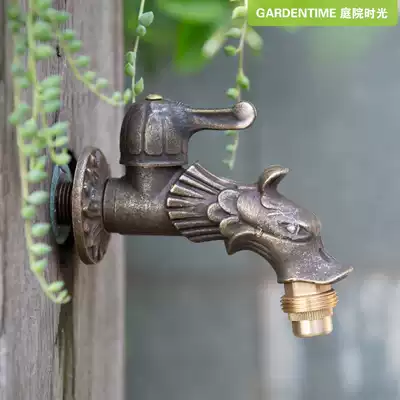 Brass quick-opening in-wall faucet Courtyard Garden Balcony thickened old short dragon antifreeze sunscreen Outdoor