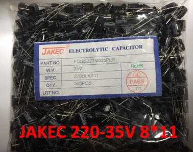 JAKEC brand new aluminum electrolytic capacitor 35V220UF 35V 220UF 8 * 11 500PCS package = RMB31