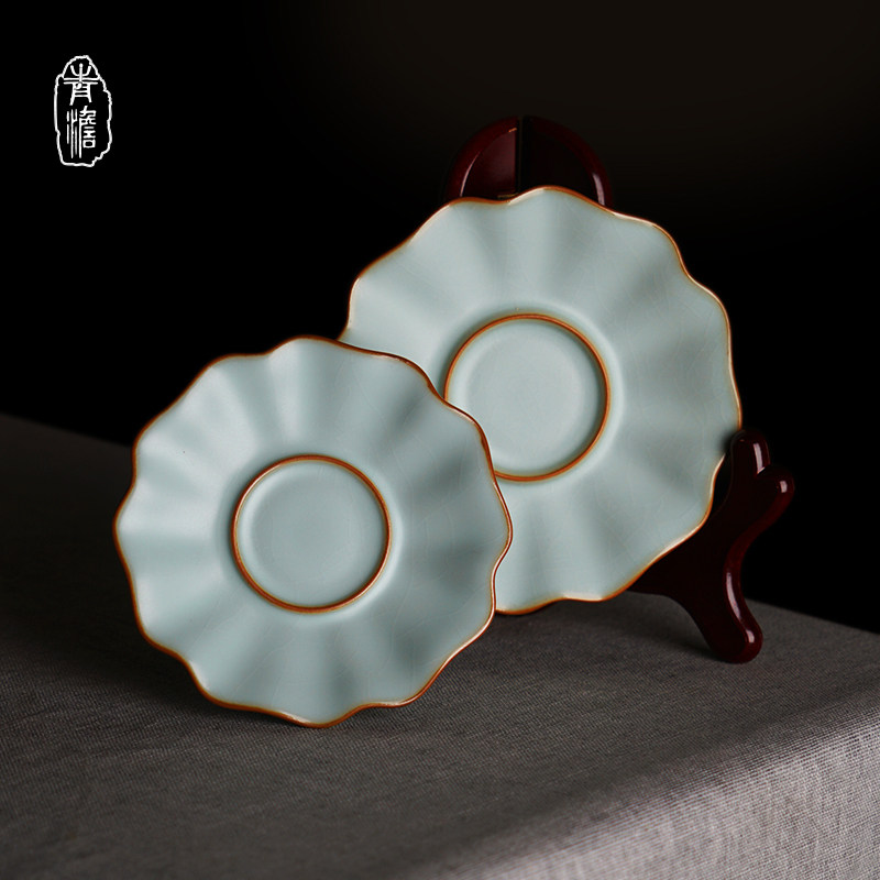 Ru kilo tea cup Ceramics Cup Dishes Home Jingdezhen Ru Porcelain Kung Fu Cup Mat Sky Turquoise Imitation Ancient Tea Road Porcelain
