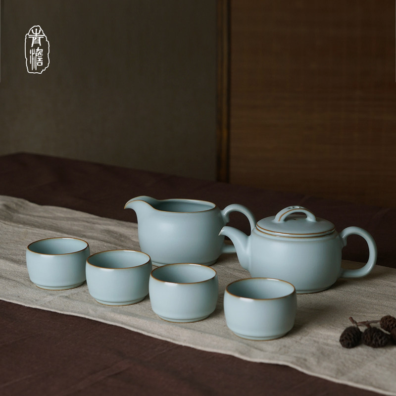 Yu kiln tea set household simple gift box china Jingdezhen Kungfu tea toy gift ceramic hand-made Chinese