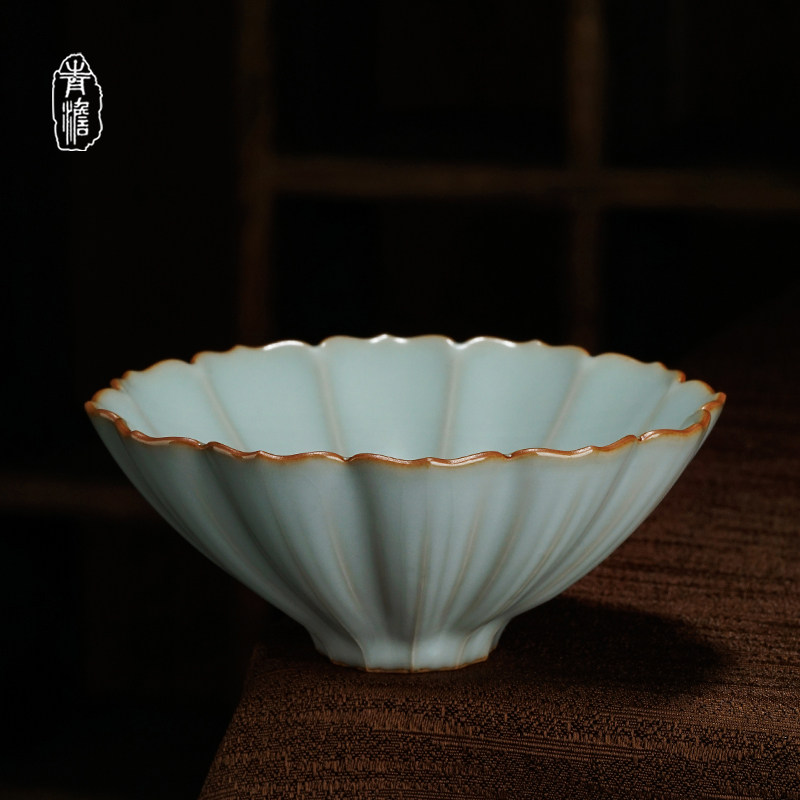 Ru Kiln Bucket Hat Cup Master's Cup Single Cup Jingdezhen Kongfu Tea Cup Ceramic Handmade Ru Porcelain Tasting Tea With Green Glaze