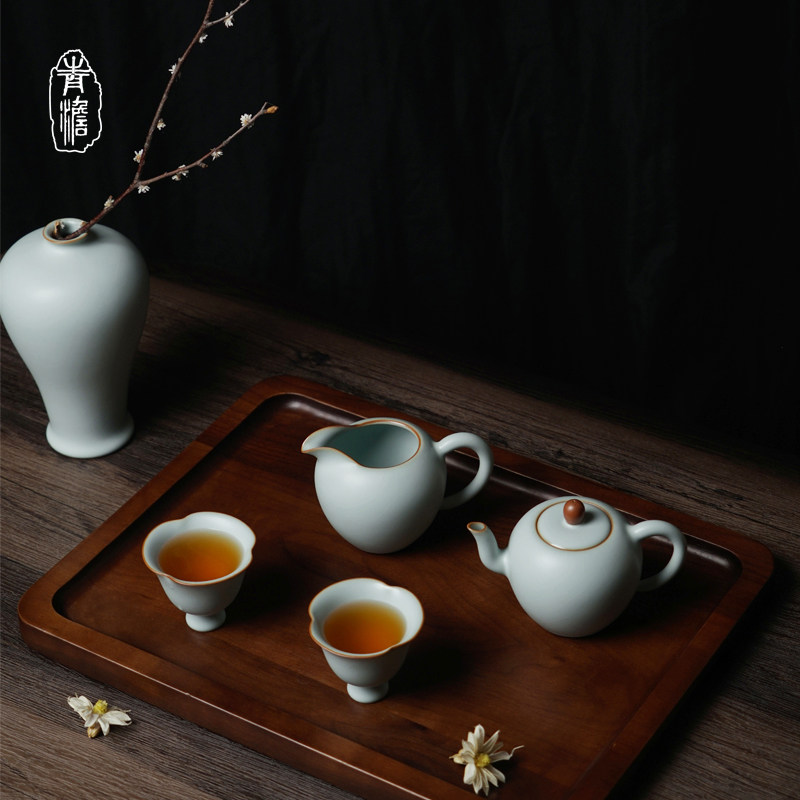 Ru Kiln Teapot Tea Cup Suit Home One Pot two cups imitation ancient Jingdezhen Artisanal Kung Fu Tea Courtesy Kit of Tea Road