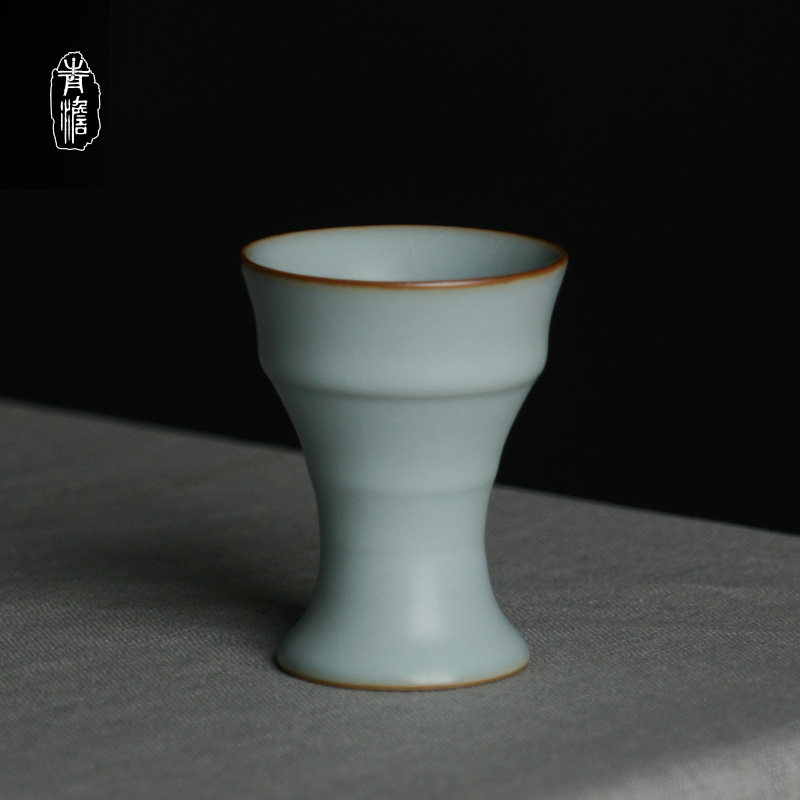 Ru kiln tea cup ceramic opening piece can be raised in Jingdezhen Ru porcelain kung fu tea tea cup single cup azure ice cracked glaze handmade
