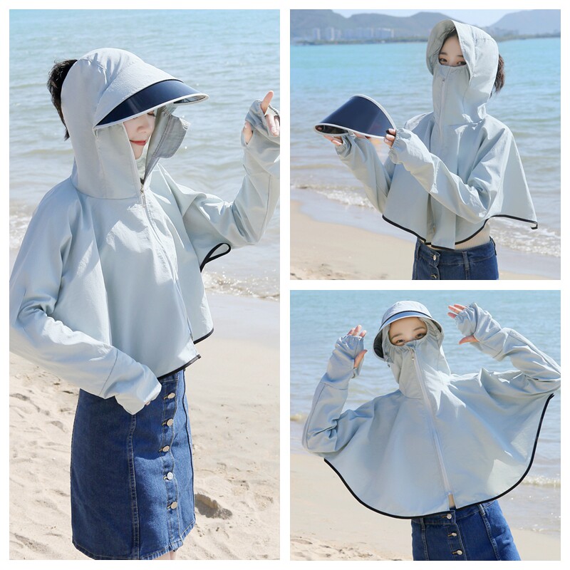 Sunscreen shawl women's summer riding electric car driving theorizer anti-UV sunscreen mask awning cloak