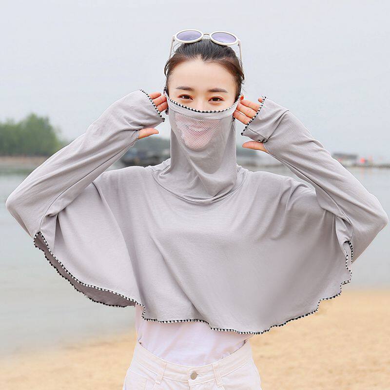 Summer sunscreen Shoulder Girls Bicyclists Drive Face Veil to cover Breathable Veil-mask Protective Neck Integrated Electric Car Sunscreen Clothing