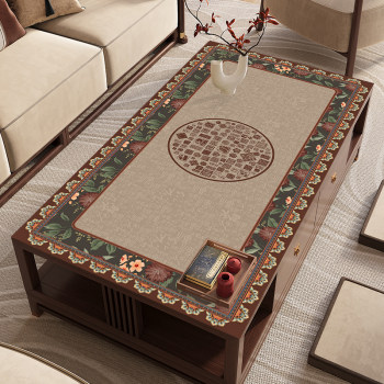 New chinese coffee table mat light luxury high-end sense anti-scalding and high-temperature resistant retro leather dining table cloth oil-proof and waterproof New chinese coffee table mat light luxury high-end sense anti-scalding and high-temperature resistant retro leather dining table cloth oil-proof and waterproof