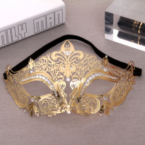 Factory direct supply of metal-studded lace mask gold-plated silver-plated Venice high-end mask masquerade props