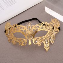 Italian high-end mask wrought iron half face Lady seven diamond gilded mask masquerade dress up props