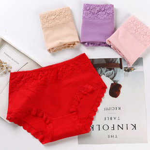 100%全棉性感蕾丝少女内裤 4条装