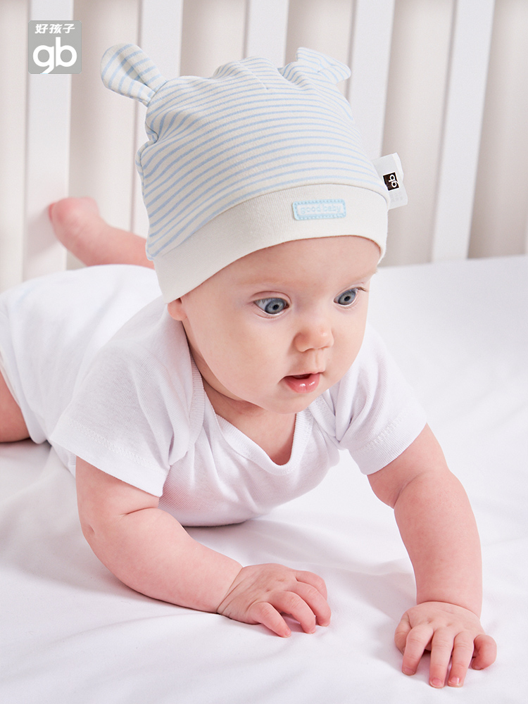 Good boy spring and autumn infant cotton breathable newborn hat male and female baby boneless cute 2-piece tire cap