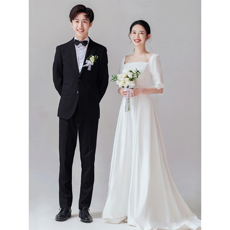 Wedding dress 2023 new bride high - end wedding dress dress autumn fashion banquet dress