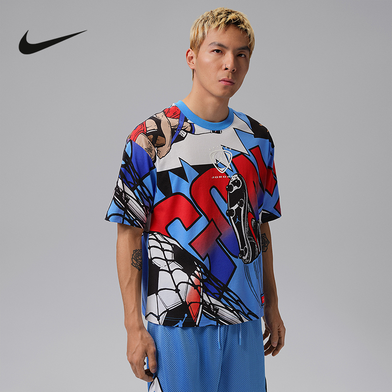 Jordan Nike Men's Cartoon Print Loose Casual Sports Short-Sleeved T-Shirt Short-Sleeved Sweatshirt Io0013-100
