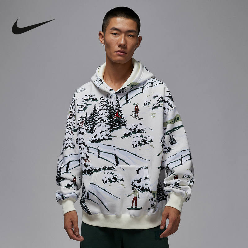 Jordan Nike Fleece Sweatshirt Men's Winter Pattern Printed Fleece Warm Hooded Pullover Hv1051-133 Jordan Nike Fleece Sweatshirt Men's Winter Pattern Printed Fleece Warm Hooded Pullover Hv1051-133