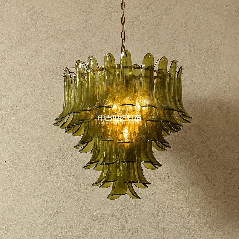 Murano Handmade Glass Lamp American Retro Green Bedroom Living Room Accessible Luxury French Restaurant Chandelier Murano Handmade Glass Lamp American Retro Green Bedroom Living Room Accessible Luxury French Restaurant Chandelier