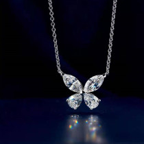 PT950 platinum USA imports D color mosanstone group inlaid with diamond pendant necklace pure silver four-drill lock bone chain