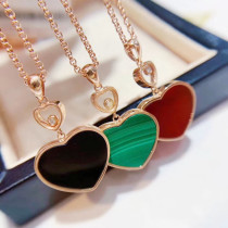 Pure 18K Rose Gold Import Mosanstone Uni-Drill Caring Necklace AU750 Red Heart-shaped Lock Bone Chain Yao Morning Coparagraph