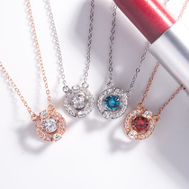 American Import Mossan Diamond 18K Platinum Spirit Necklace AU750 Rose Gold Four-Beating Heart Lock Bone Chain Woman