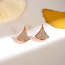 Pure 18K rose gold USA imports D color mosanstone small skirt ear decorated pure silver full drill brief about 100 hitch