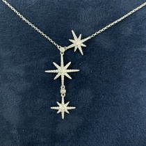 Imported moziran diamond six-star rose gold choker platinum PT 950 meters word eight Awn star sweater chain adjustable