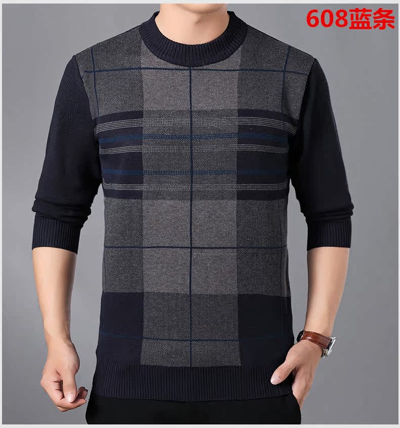 Áo len cashmere mùa đông nam v-cổ dày trung niên kinh doanh gà trái tim cổ áo len cha mặc áo len màu rắn áo khoác sơ mi nam