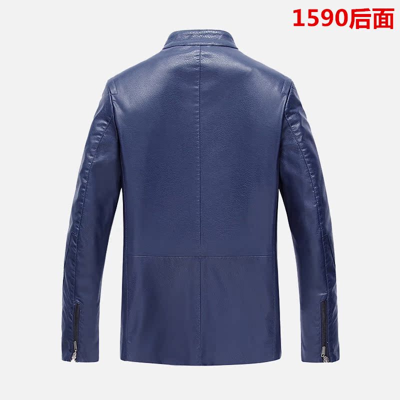 Áo khoác nam trung niên mùa xuân và mùa thu nam cổ áo khoác da mỏng áo khoác nam trung niên áo khoác da PU - Quần áo lông thú áo khoác da nam