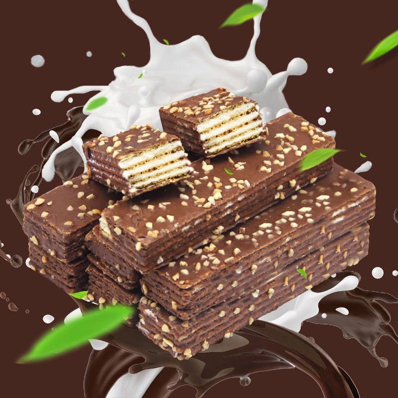 Limited time special (5kg super affordable) nut chocolate wafer biscuits sandwich cake casual snacks