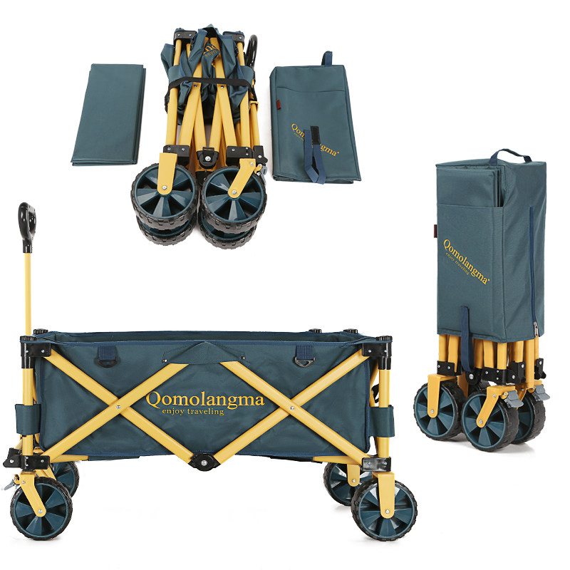 Pearl Mulangma Outdoor Four Wheels High Load Bearing Folding Campsite Small Cart Pull Cart Equipment Containing Camping Self-Driving Fishing