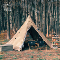 Three small donkeys outdoor inflammatory books Indian pyramids large tent days camper camping Anti-rain wood fire stove tent