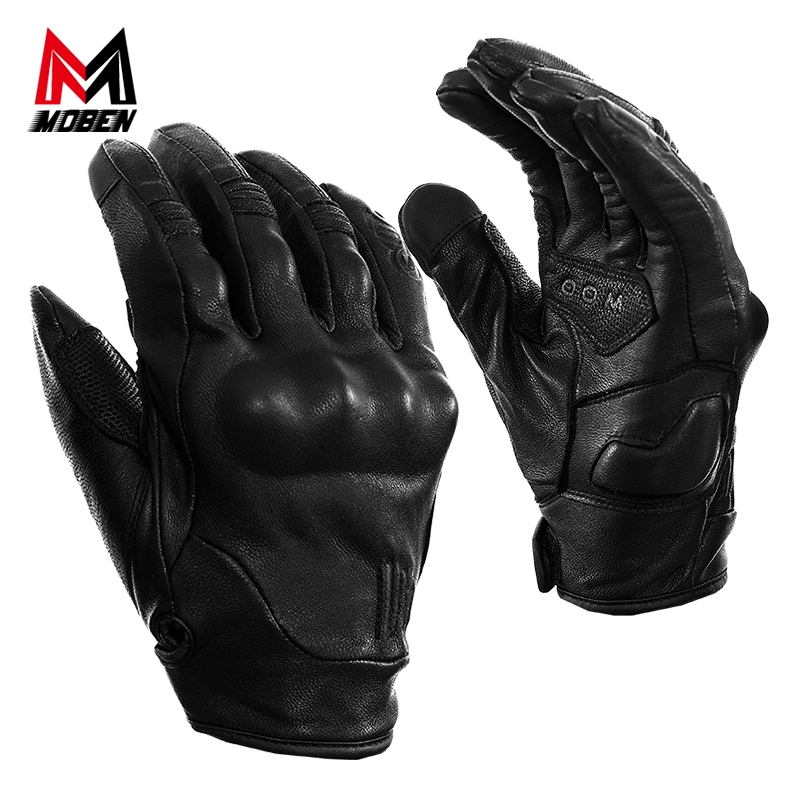 Mobang MOBEN-TOOM New Motorcycle Riding Vintage Motorcycle Gloves Sheepskin Men's and Women's Anti-Drop Touch Mobile Phone